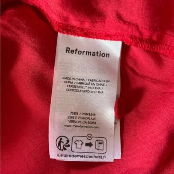 NEW Reformation Kiria Midi Drop Waist Short Sleeve Dress Lipstick Red | size 0 - Picture 12 of 14